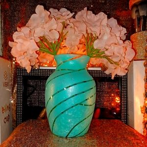 Beautiful Tiff blue sparkle hand painted vase